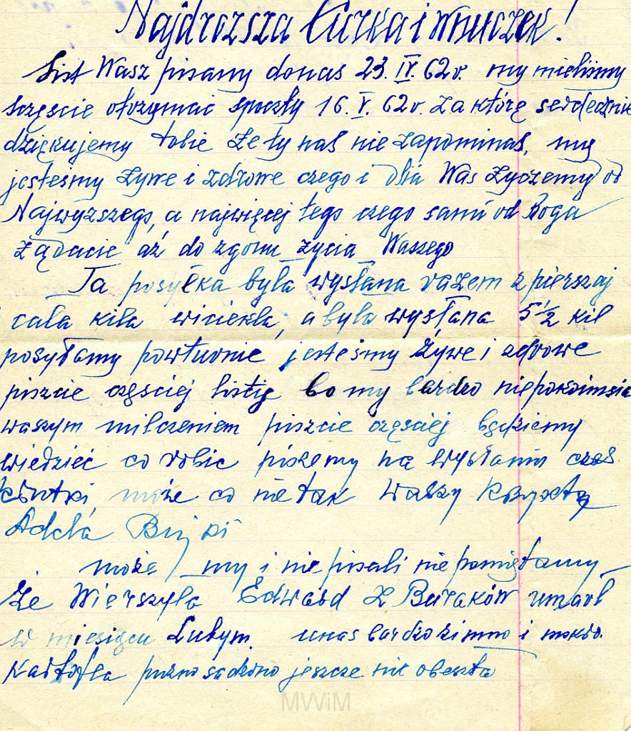 KKE 2264.jpg - List z ZSRR do Olsztyna. Od Krzysztofa Bujko do Marii Kołakowskiej (z domu Bujko), 23 IV 1962 r.